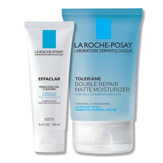 EFFACLAR MEDICATED ACNE CLEANSER & TOLERIANE DOUBLE REPAIR MATTE MOISUTRIZER TRAVEL SET